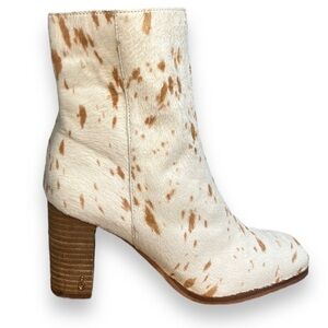 Sam Edelman Osten Ankle Booties Women's Size 7 M White Brown Speckled Cow Print